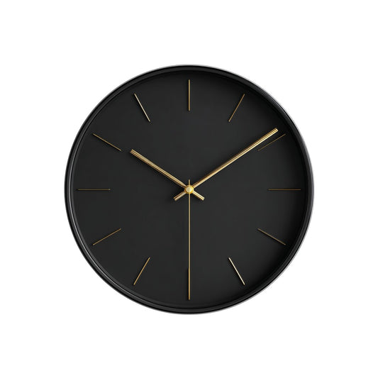 Bauhaus Minimalist Silent Wall Clock - Matte Black & Gold