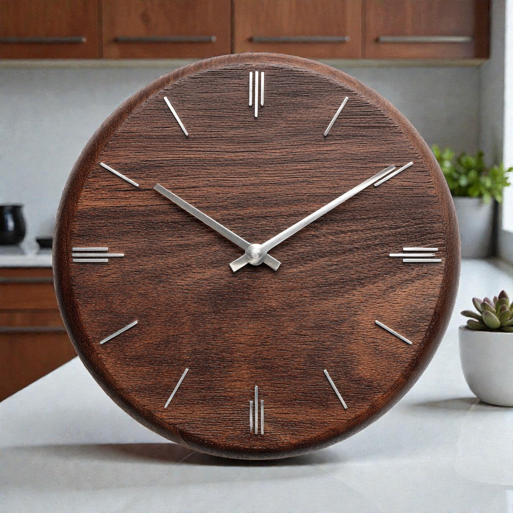 Nordic Walnut Silent Clock - Natural Wood Edition
